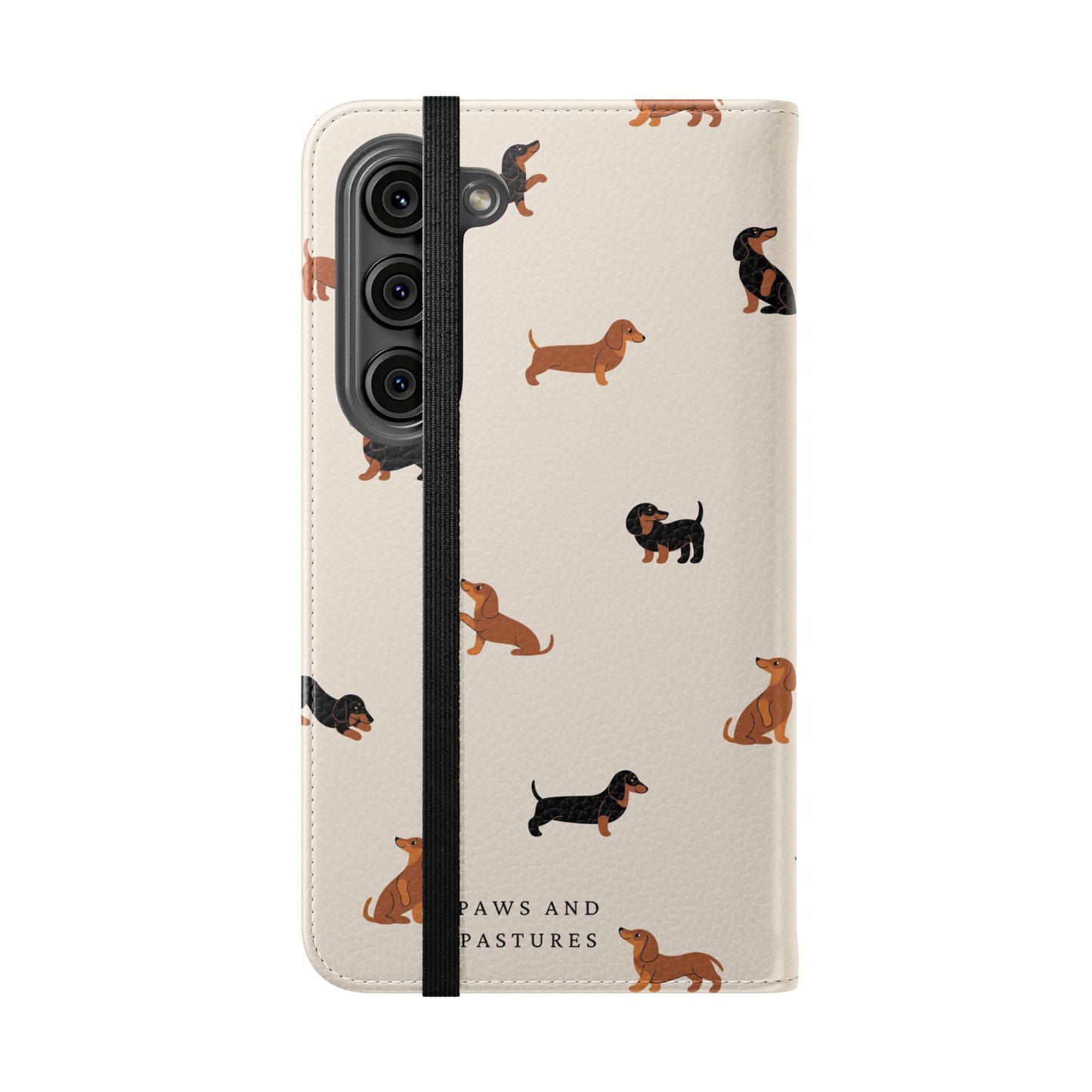 Dachshund Pattern Flip Phone Case — Wallet Folio with Card Slots