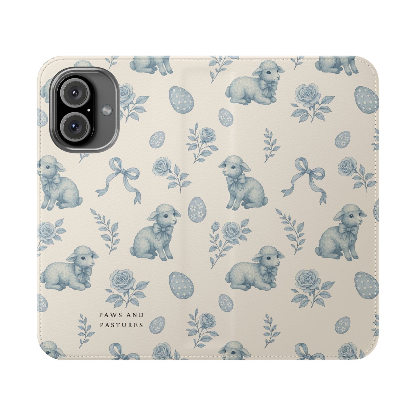 Flip Case — Pastel Blue Easter Lamb Pattern Phone Wallet
