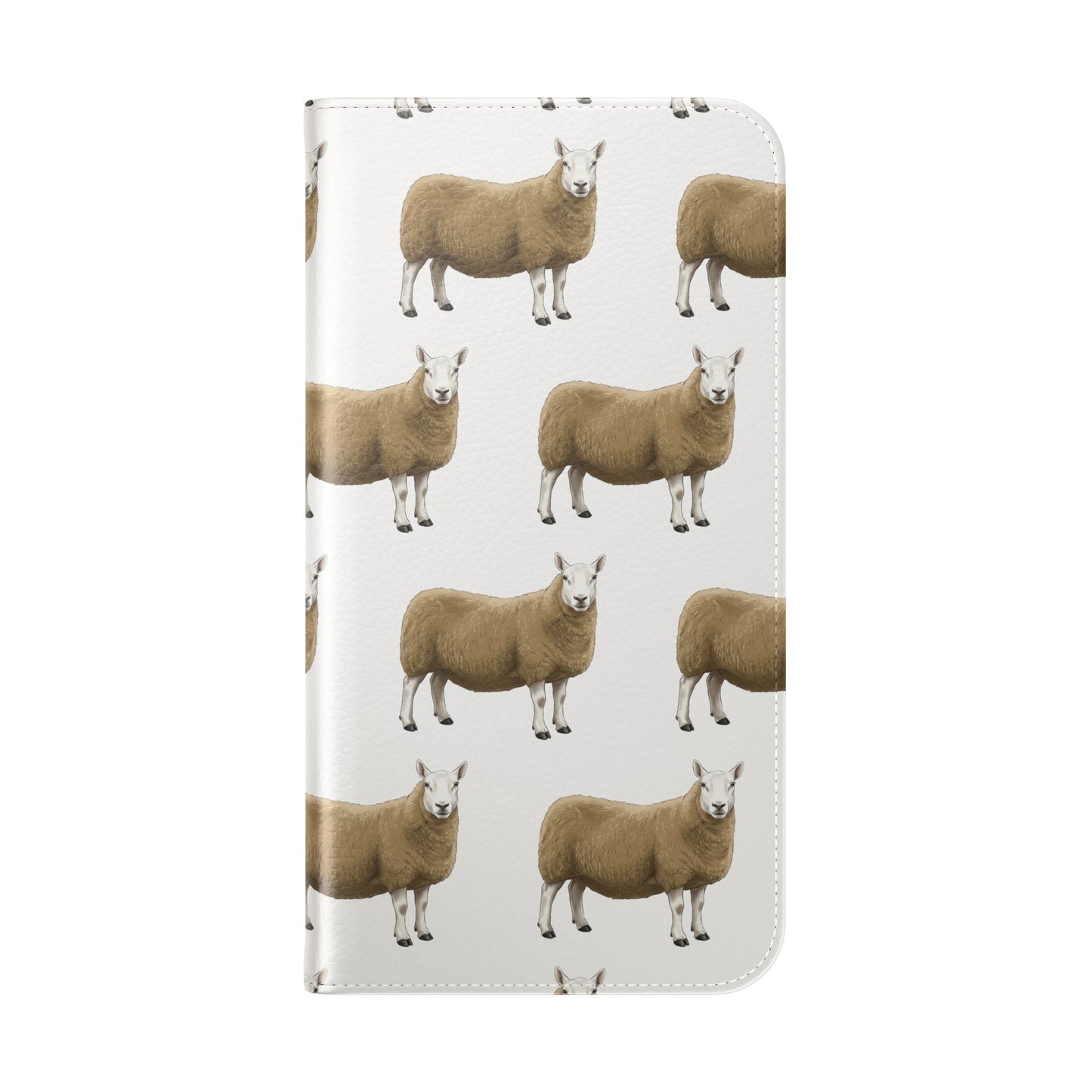 Cheviot Sheep Pattern Flip Phone Case – Cute Pastoral Wallet Cover with Card Slots