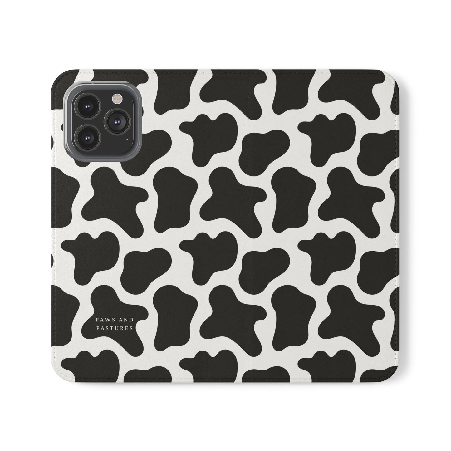 Cow Print Flip Phone Case — Black & White Wallet Flip Case