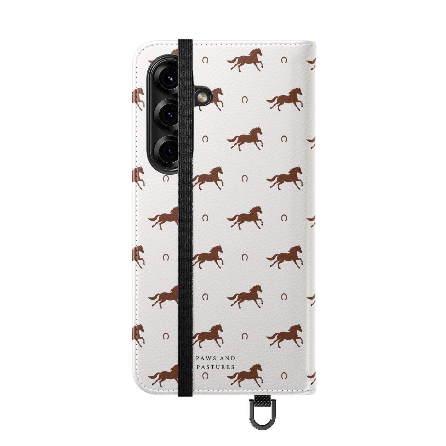 Horse Pattern Flip Case — Leather Wallet Phone Cover with Galloping Horses