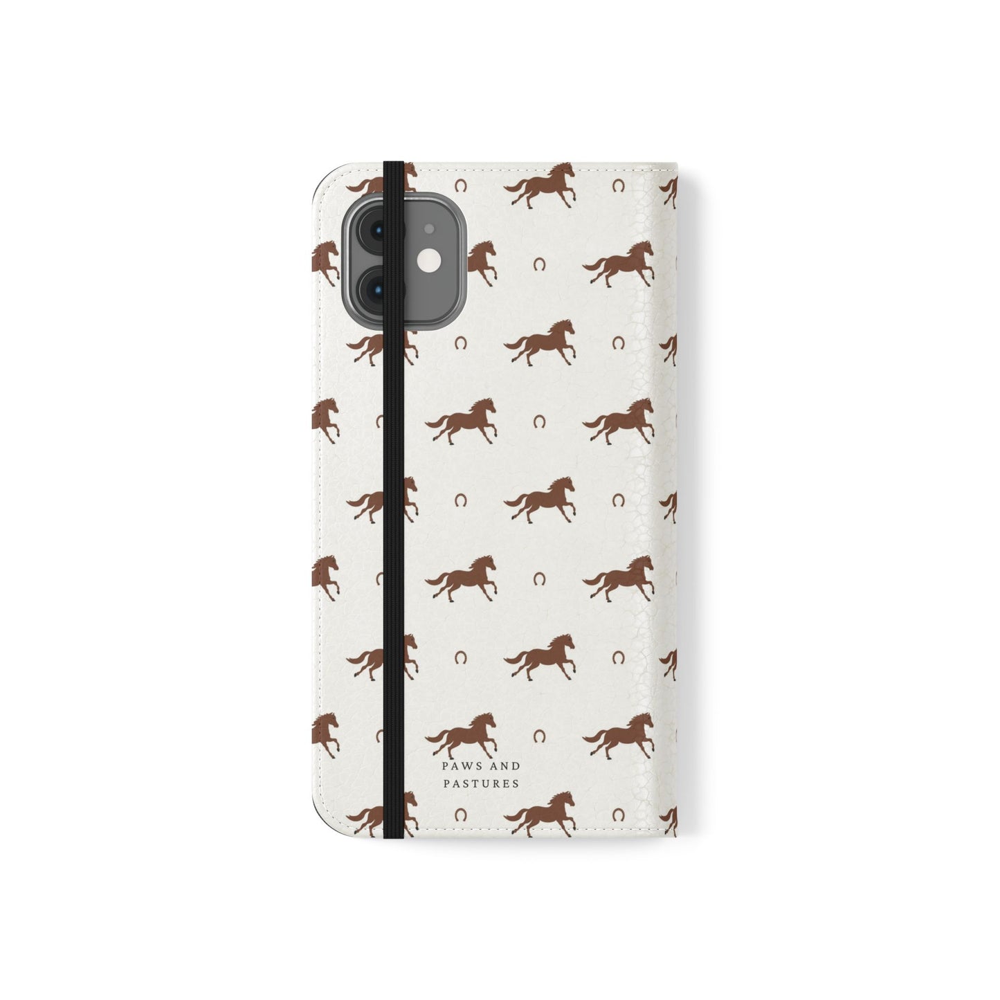 Horse Pattern Flip Case — Leather Wallet Phone Cover with Galloping Horses