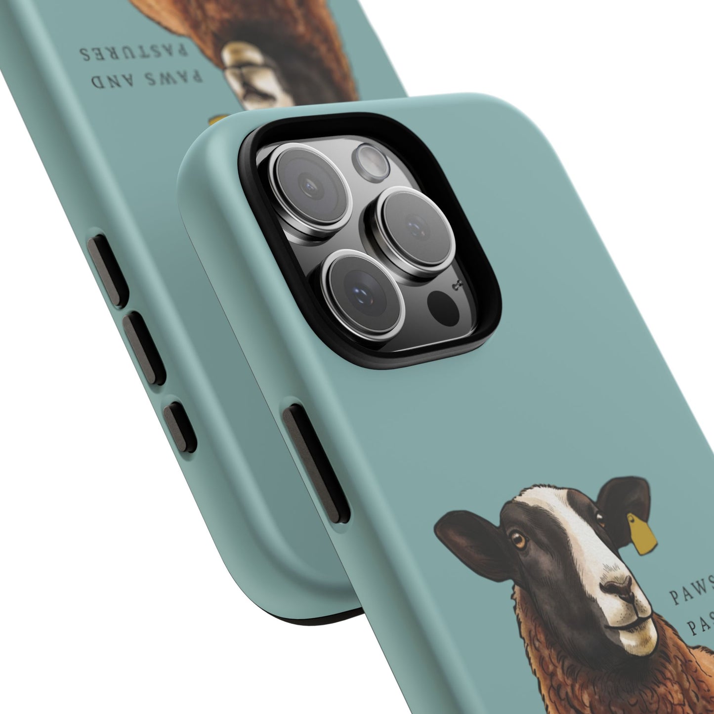 Zwartble Sheep Teal Phone Case — "Paws and Pastures" Rustic Farm Animal Protective Cover .