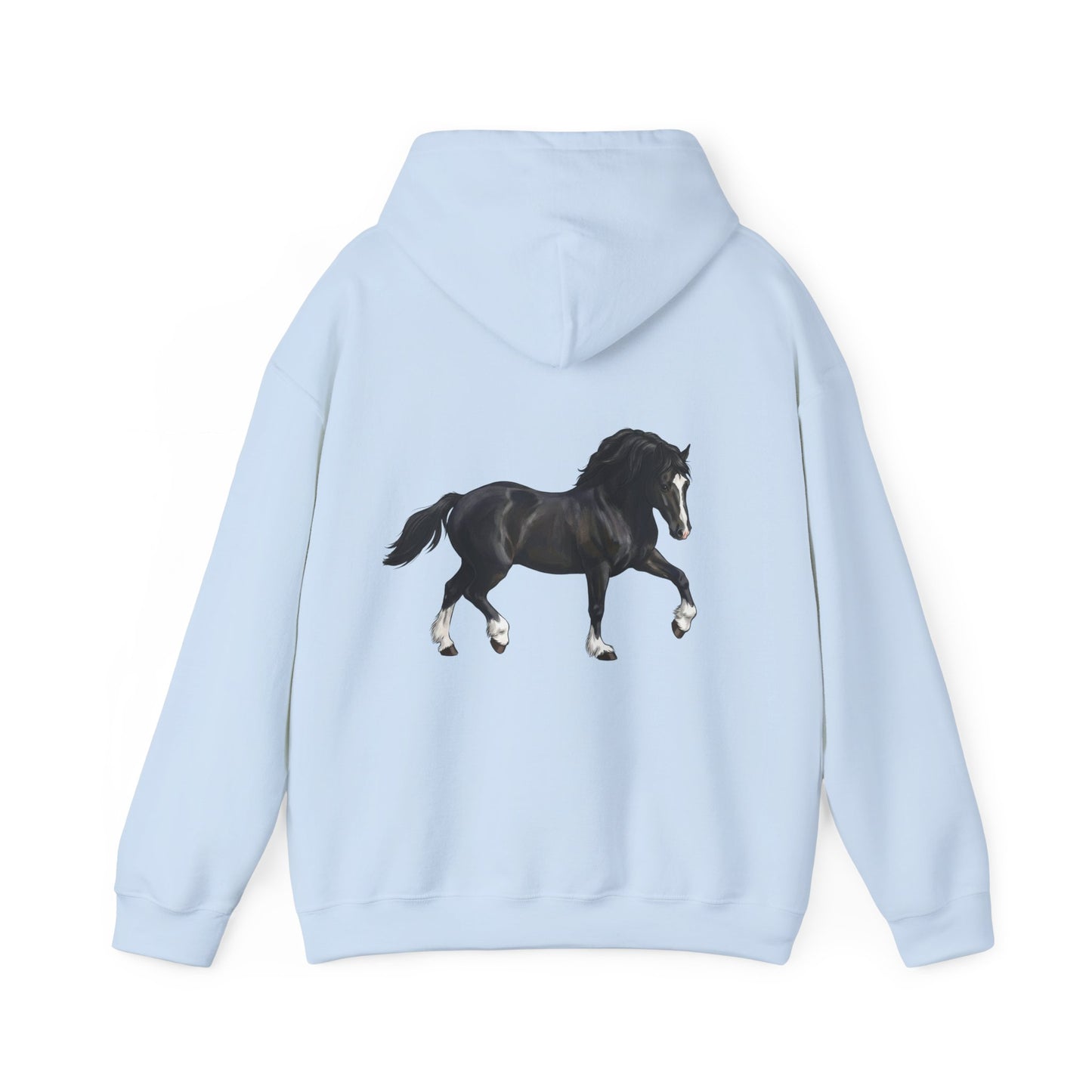 Black Horse Graphic Hoodie — Equestrian Sweatshirt with Prancing Stallion Print