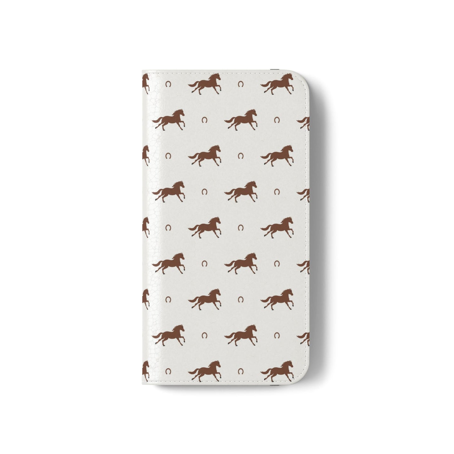 Horse Pattern Flip Case — Leather Wallet Phone Cover with Galloping Horses