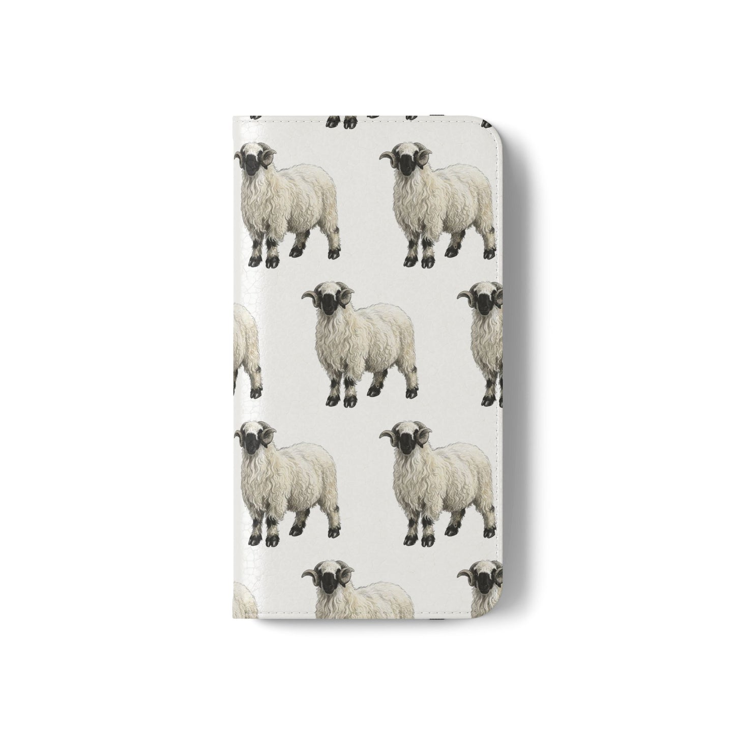 Valais Blacknose Sheep Pattern Flip Phone Case – Cute Farm Animal Wallet Cover