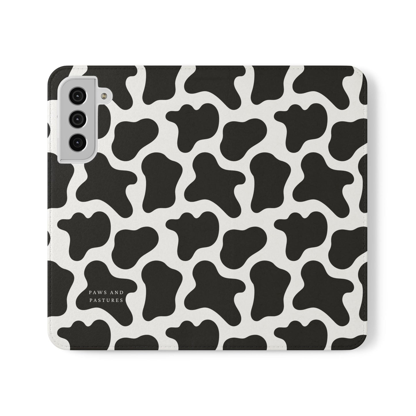 Cow Print Flip Phone Case — Black & White Wallet Flip Case