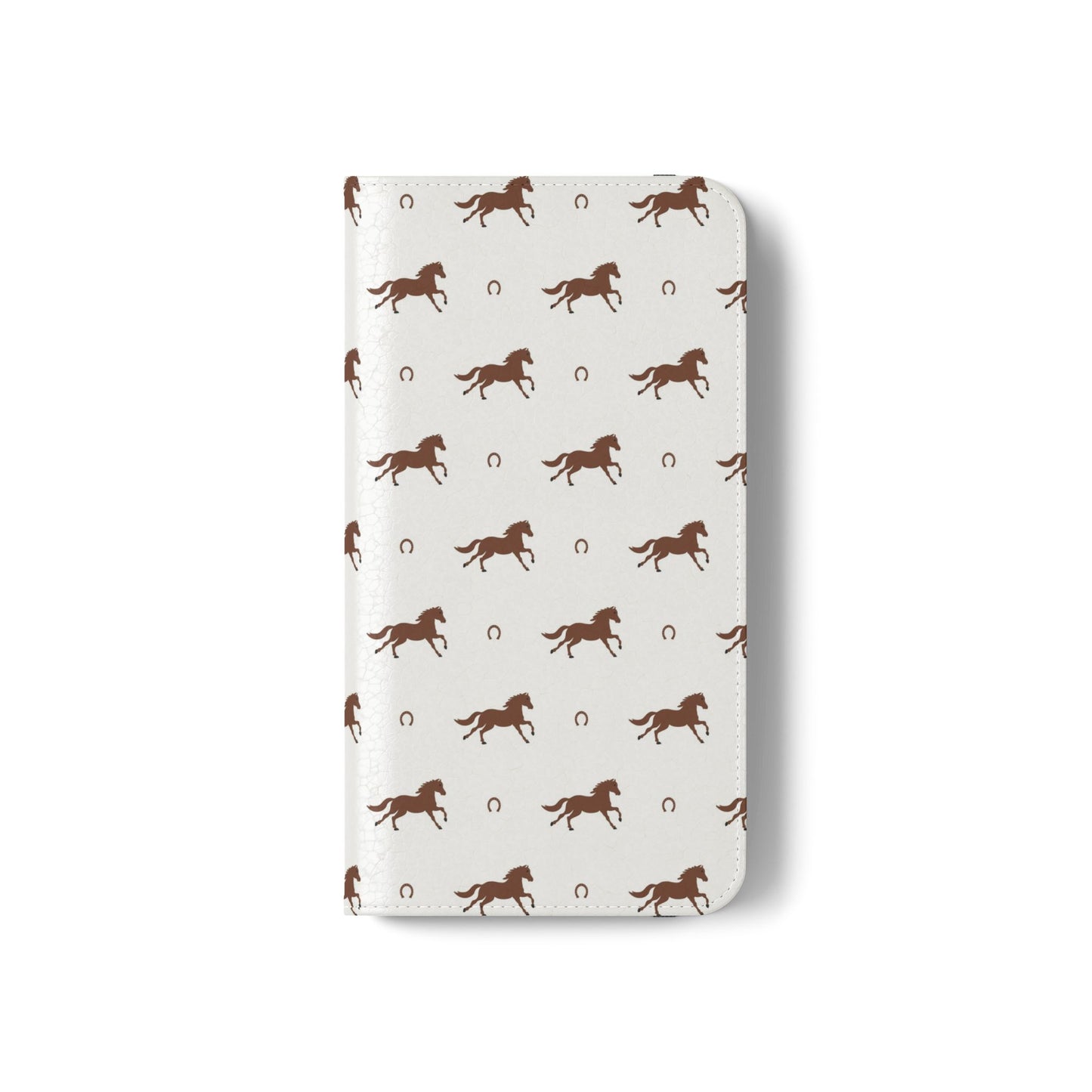 Horse Pattern Flip Case — Leather Wallet Phone Cover with Galloping Horses