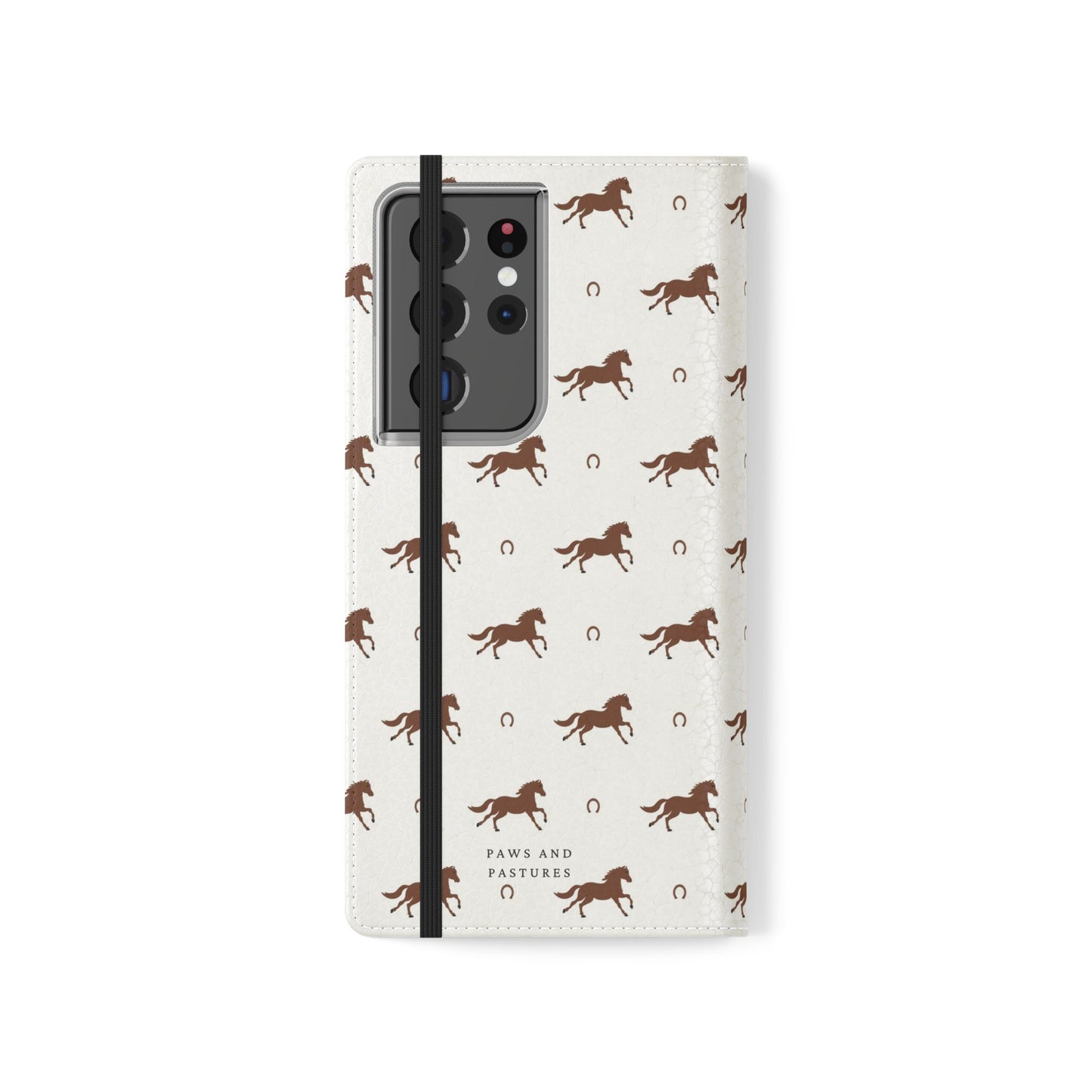 Horse Pattern Flip Case — Leather Wallet Phone Cover with Galloping Horses