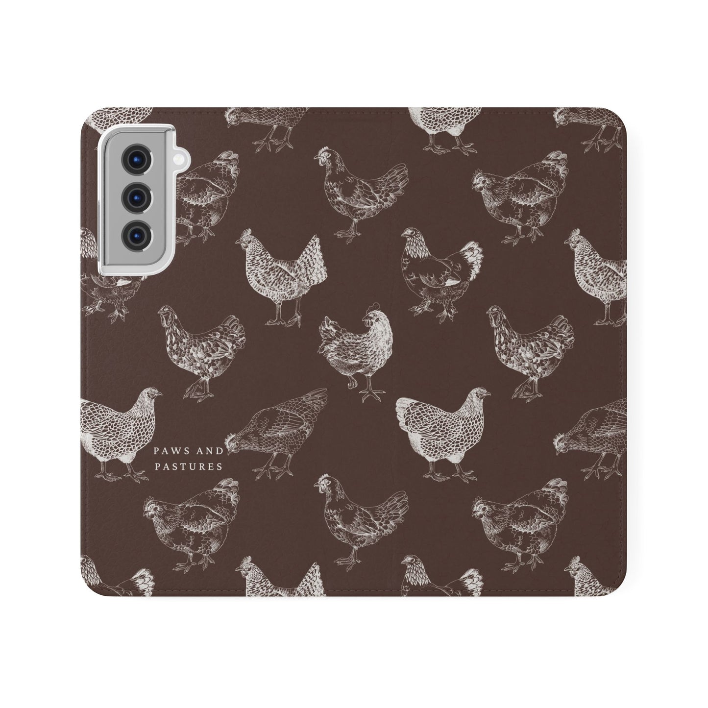 Chicken Pattern Flip Phone Case – Rustic Farmhouse Wallet Cover