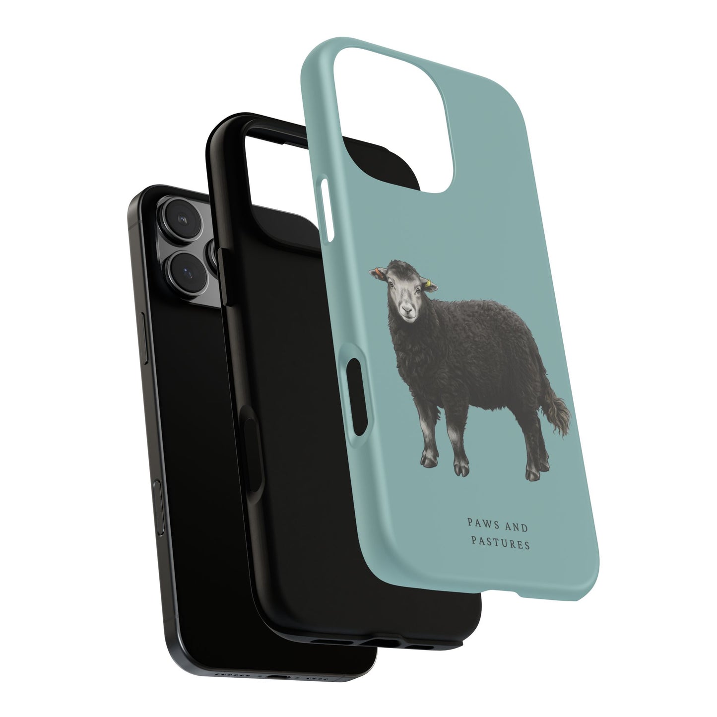 Herdwick Sheep Phone Case — Black Sheep Illustration with “Paws and Pastures”