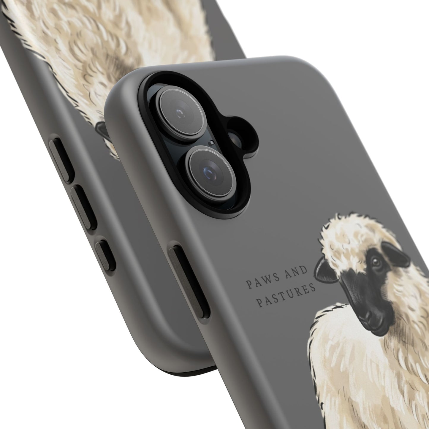 Grey Valais Blacknose Sheep Phone Case – 'Paws and Pastures' Cute Lamb Protective iPhone Cover