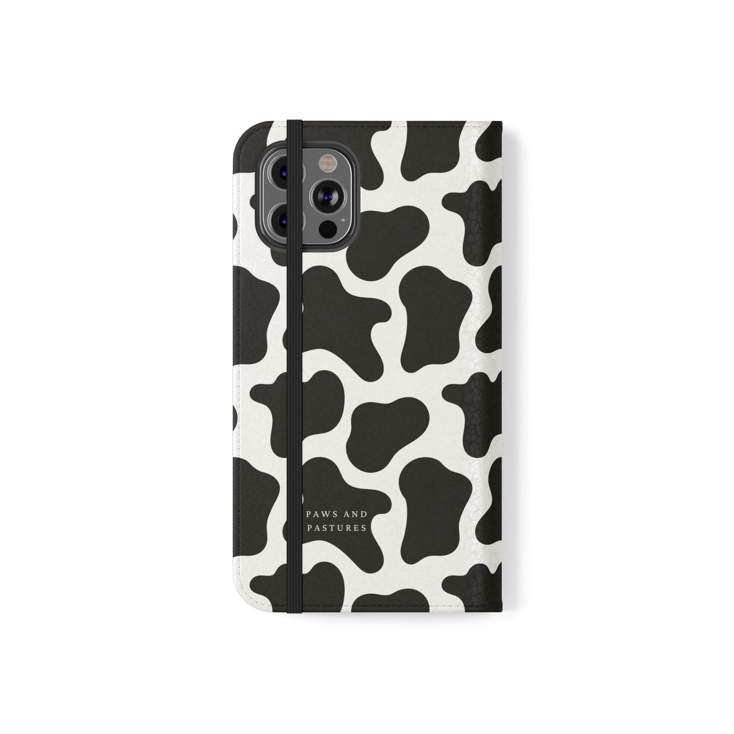 Cow Print Flip Phone Case — Black & White Wallet Flip Case