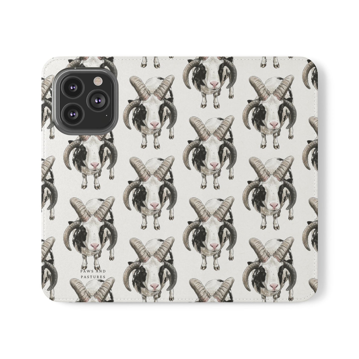 Jacob Sheep Pattern Flip Phone Case — Cute Farm Animal Wallet Cover