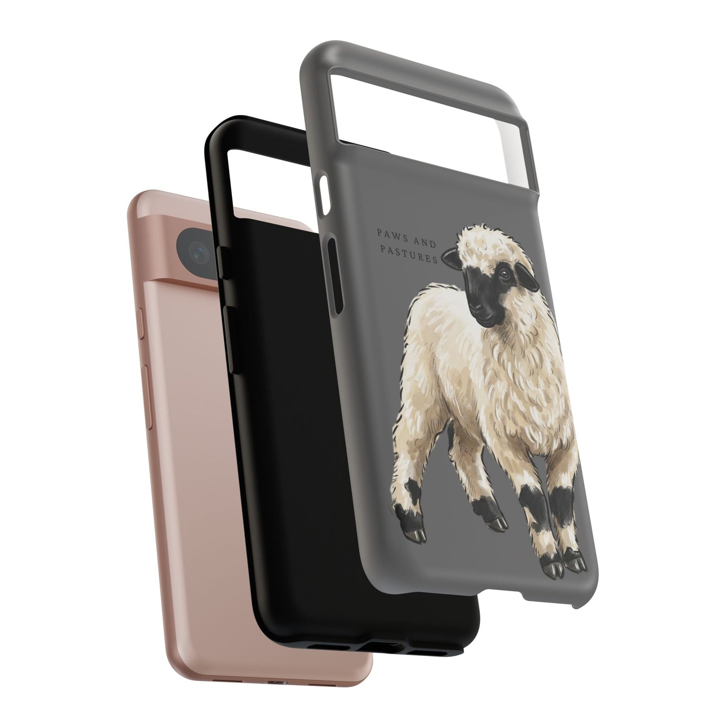 Grey Valais Blacknose Sheep Phone Case – 'Paws and Pastures' Cute Lamb Protective iPhone Cover
