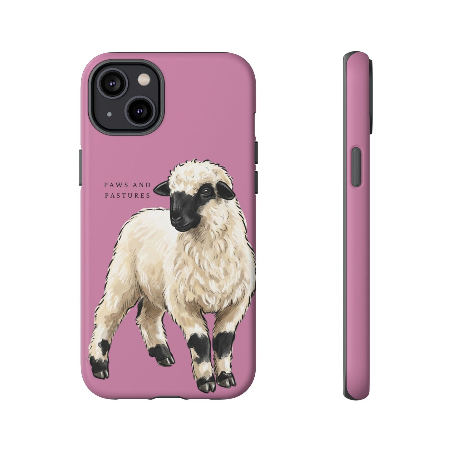 Pink Valais Blacknose Sheep Phone Case – 'Paws and Pastures' Cute Lamb Protective iPhone Cover