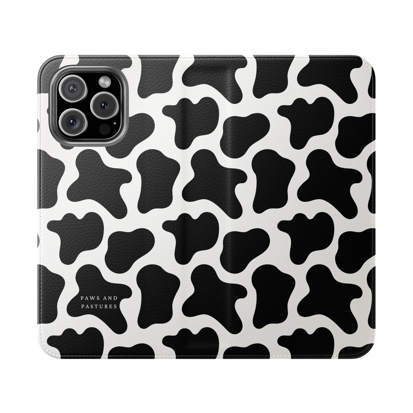 Cow Print Flip Phone Case — Black & White Wallet Flip Case