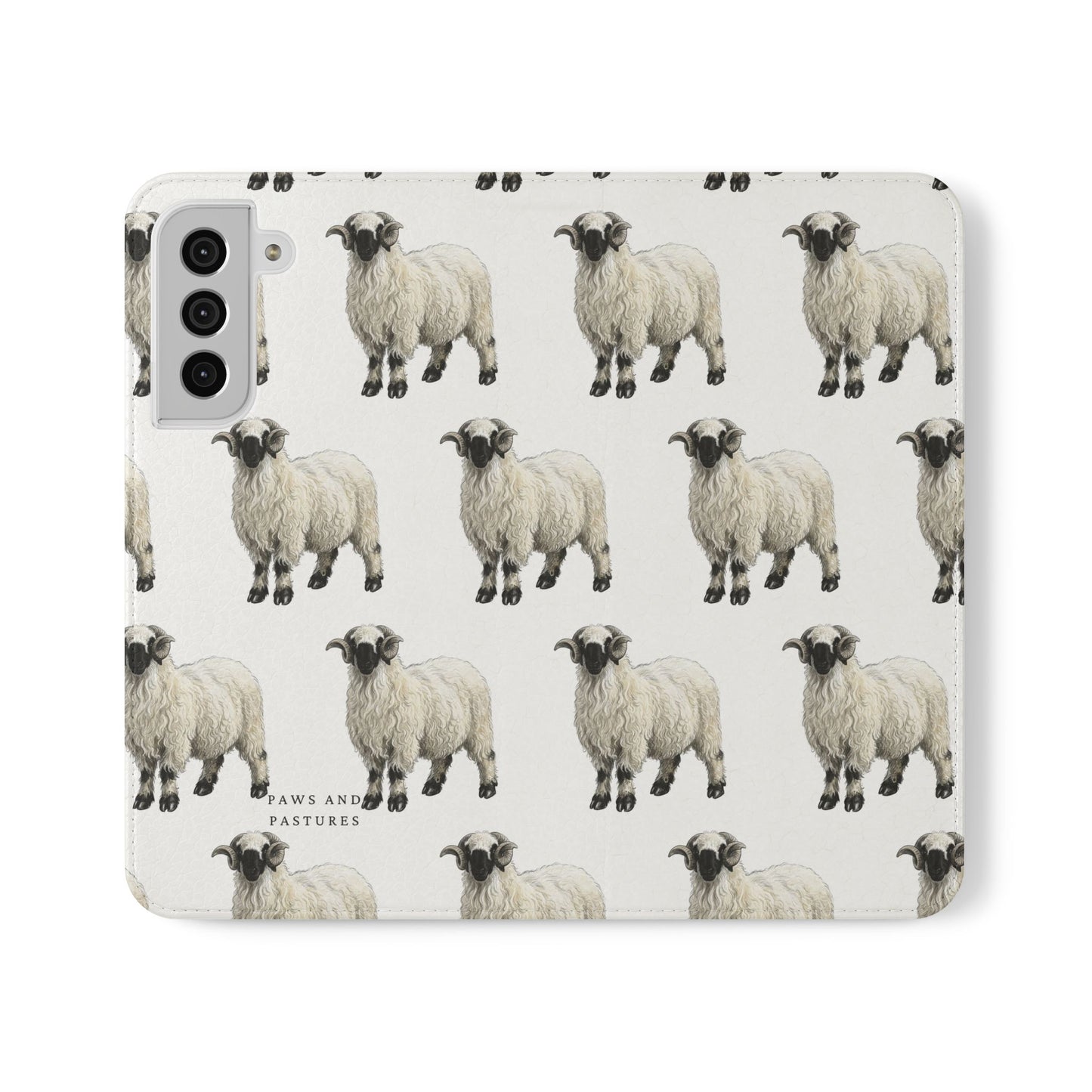 Valais Blacknose Sheep Pattern Flip Phone Case – Cute Farm Animal Wallet Cover