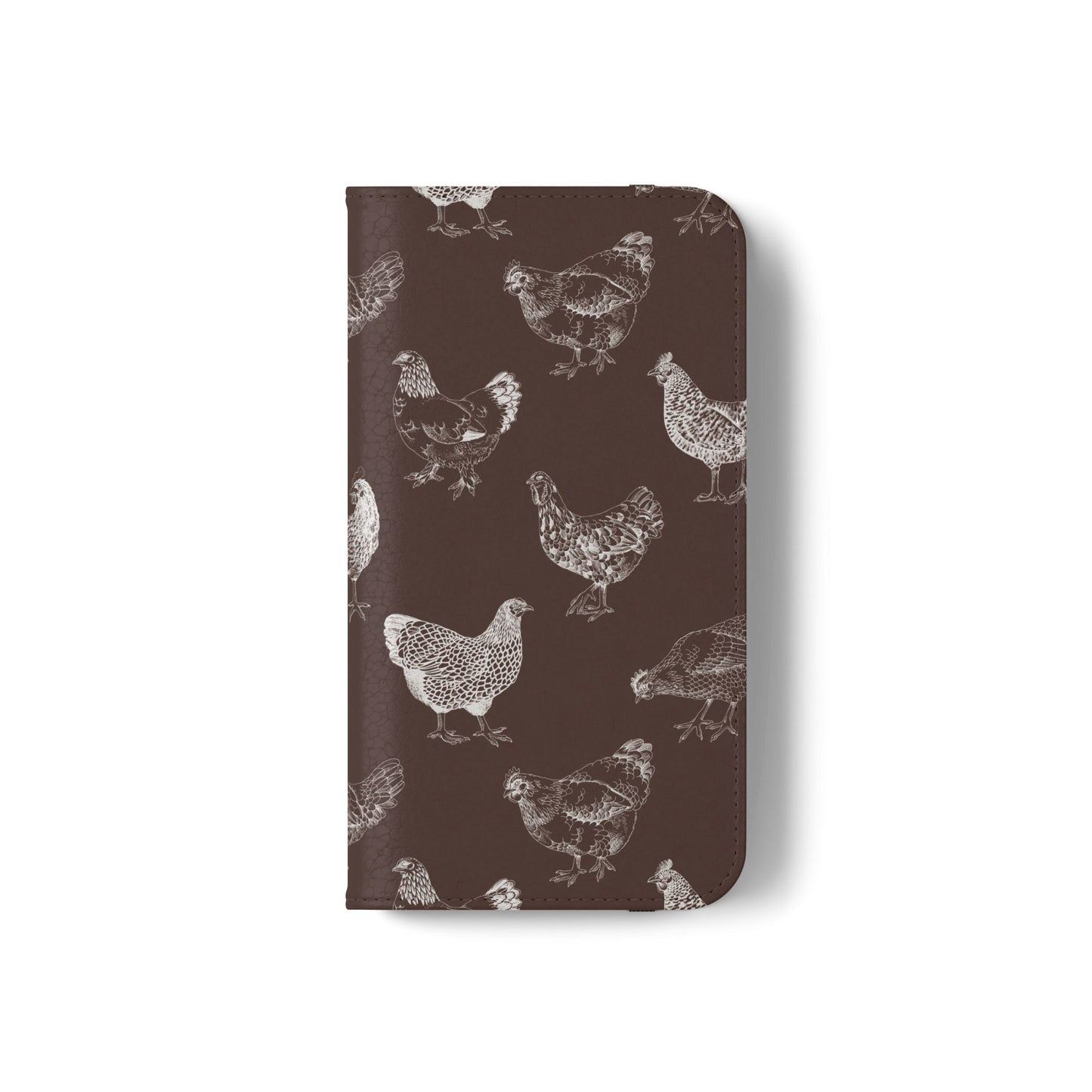 Chicken Pattern Flip Phone Case – Rustic Farmhouse Wallet Cover