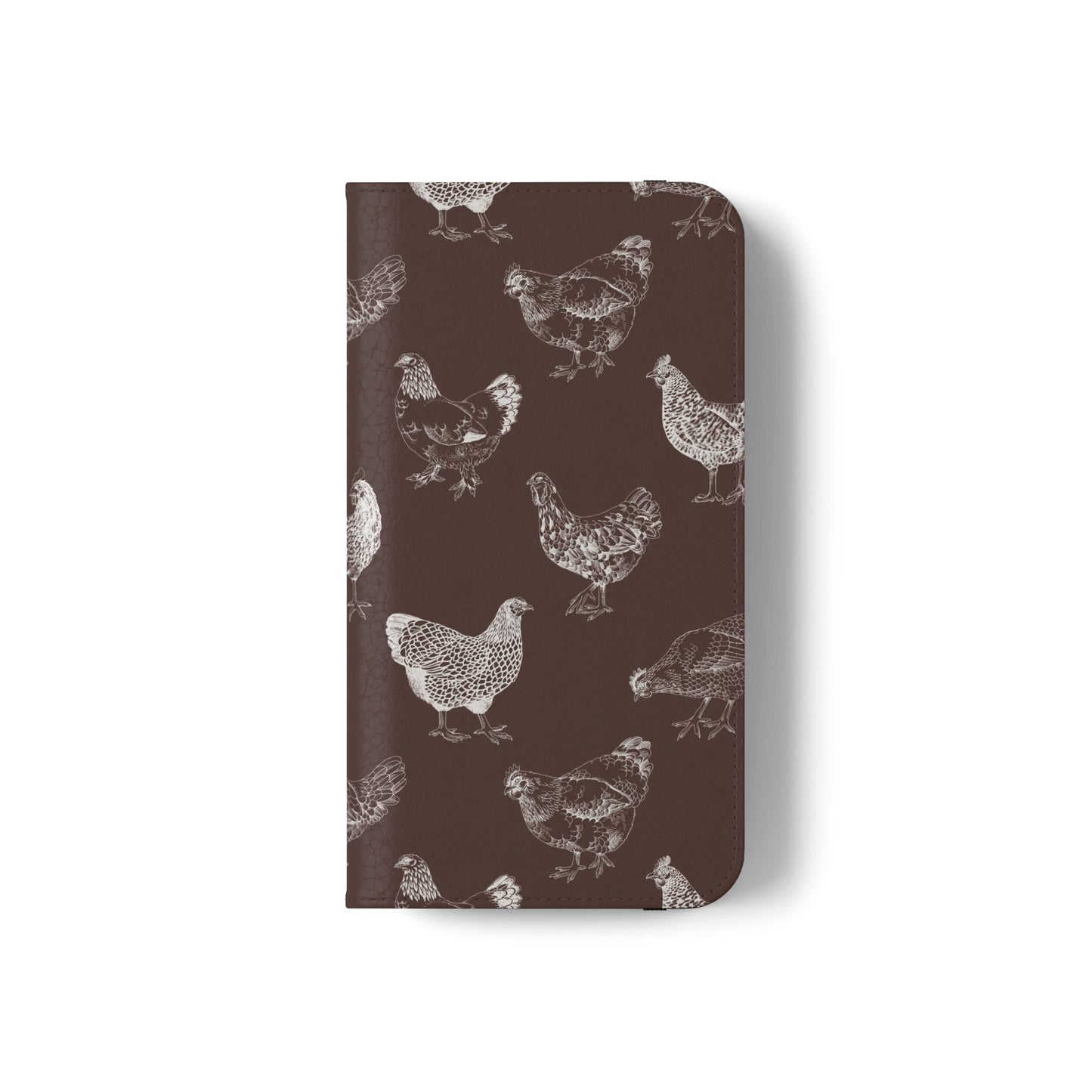 Chicken Pattern Flip Phone Case – Rustic Farmhouse Wallet Cover