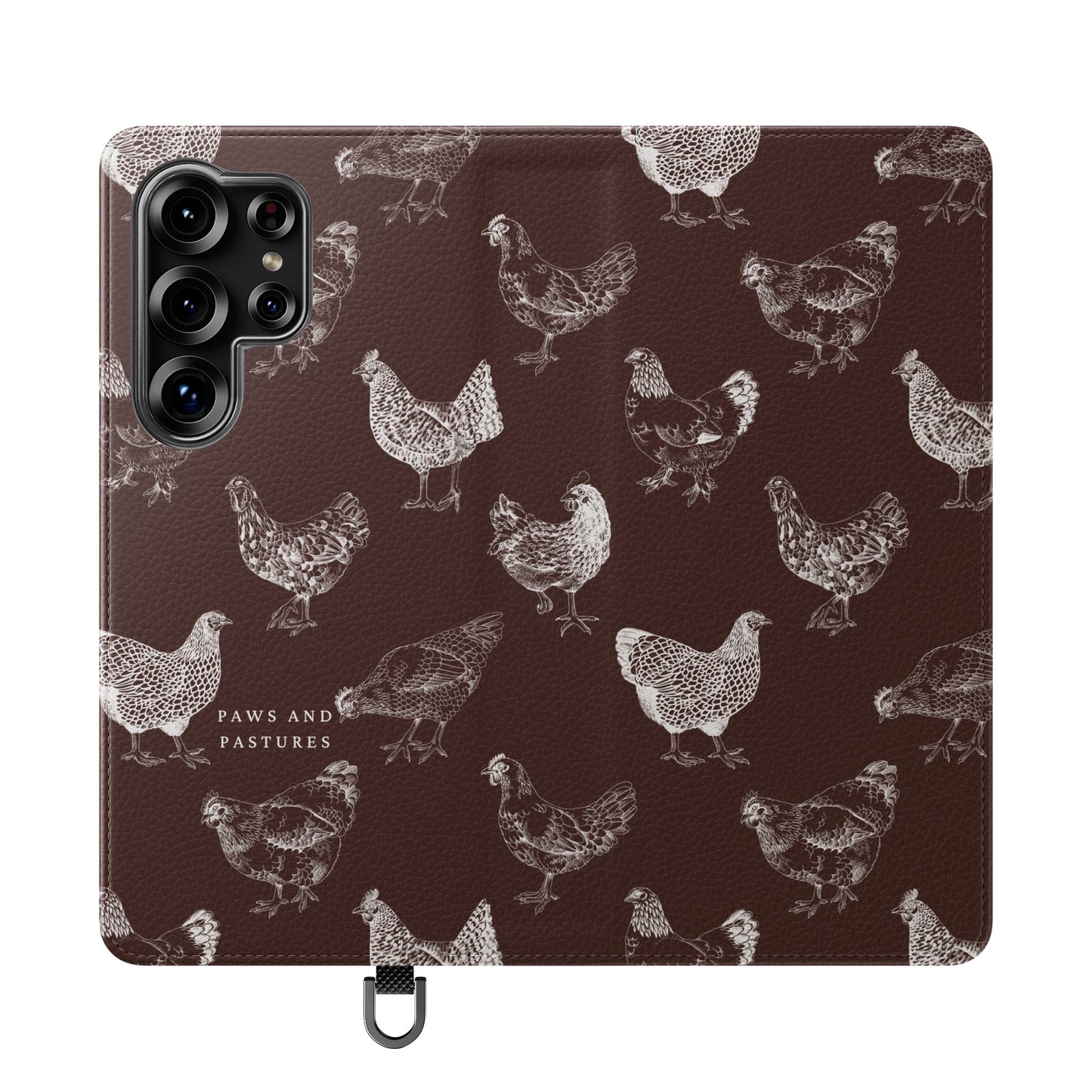 Chicken Pattern Flip Phone Case – Rustic Farmhouse Wallet Cover