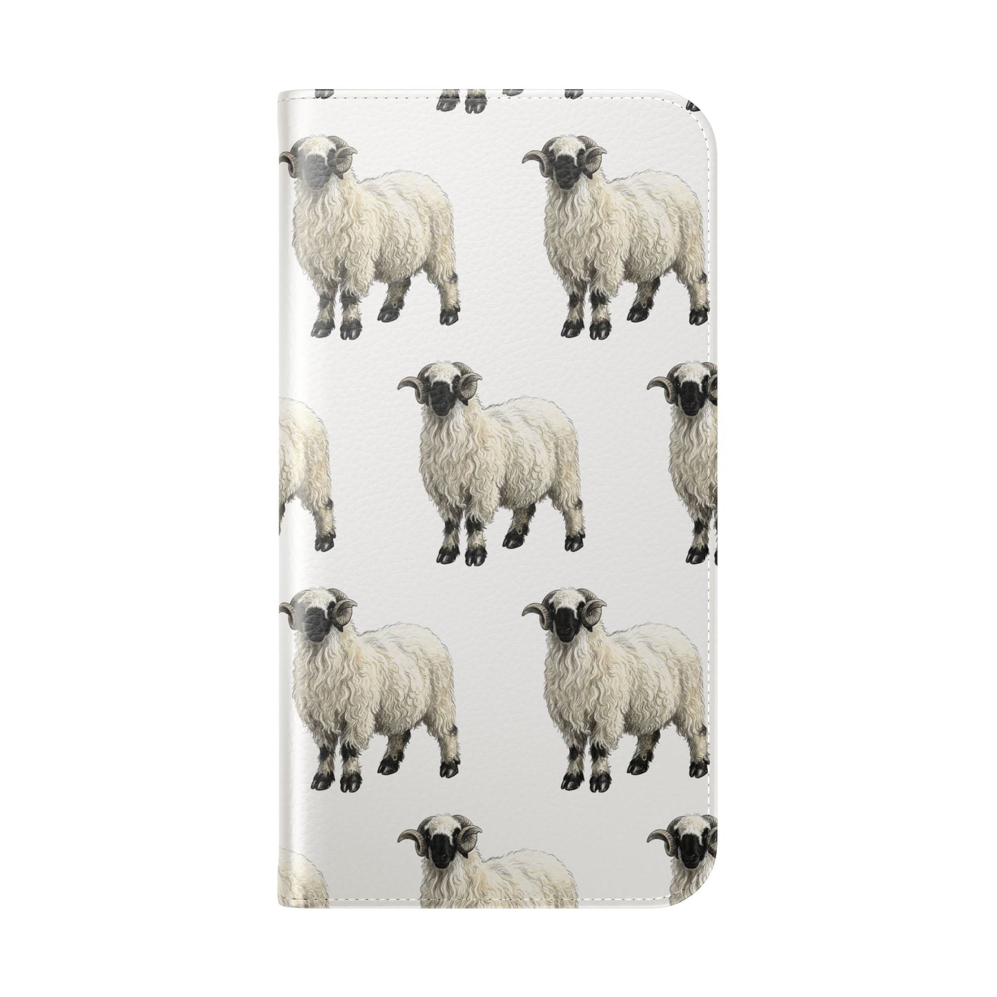 Valais Blacknose Sheep Pattern Flip Phone Case – Cute Farm Animal Wallet Cover