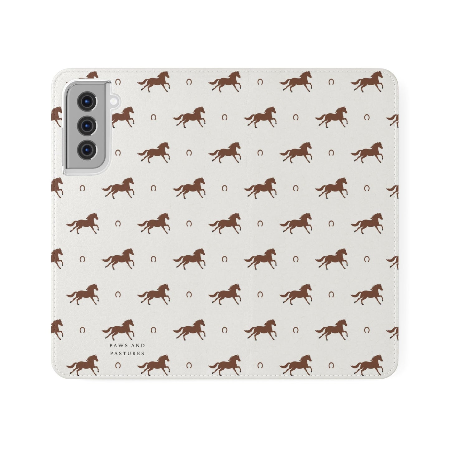 Horse Pattern Flip Case — Leather Wallet Phone Cover with Galloping Horses