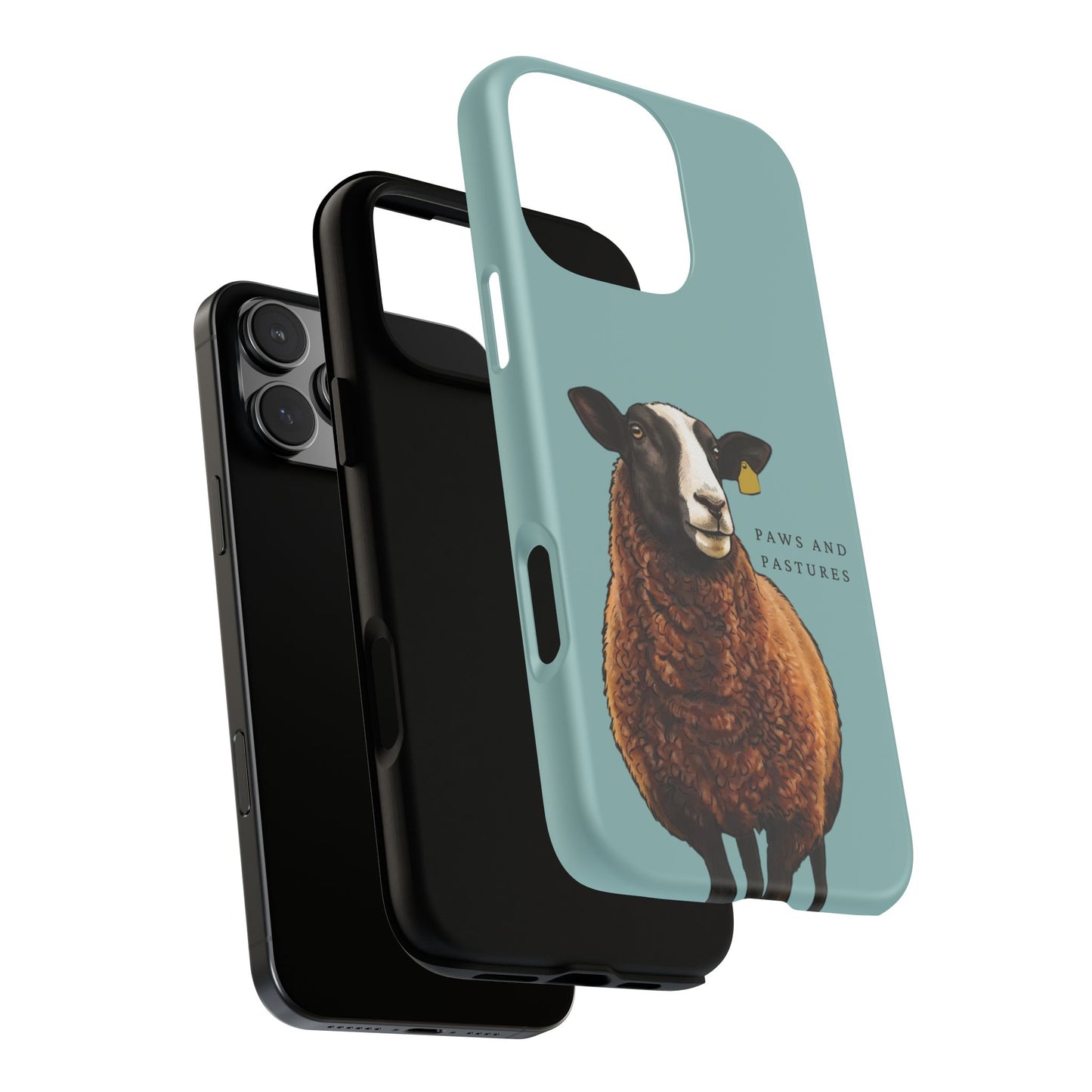 Zwartble Sheep Teal Phone Case — "Paws and Pastures" Rustic Farm Animal Protective Cover .