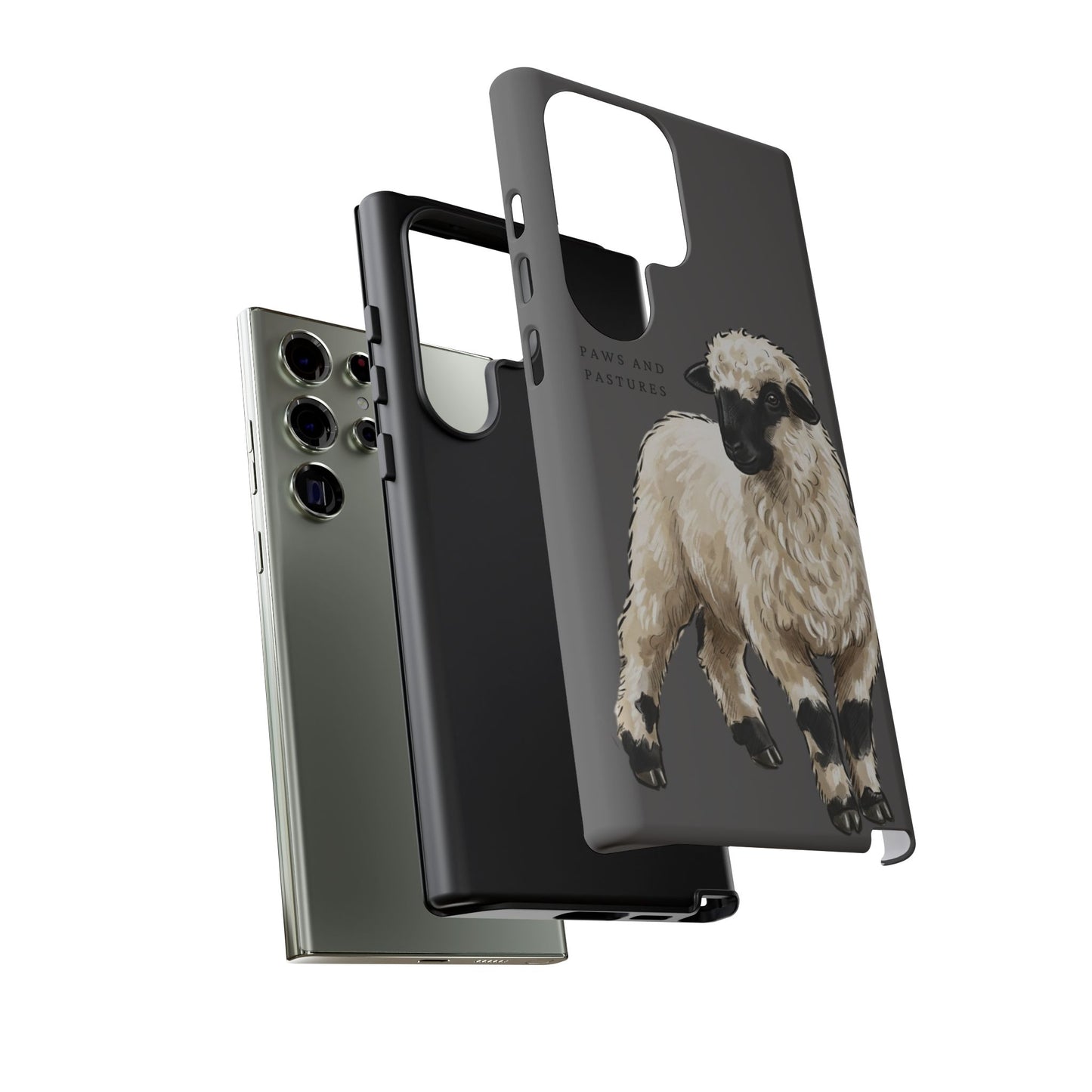 Grey Valais Blacknose Sheep Phone Case – 'Paws and Pastures' Cute Lamb Protective iPhone Cover
