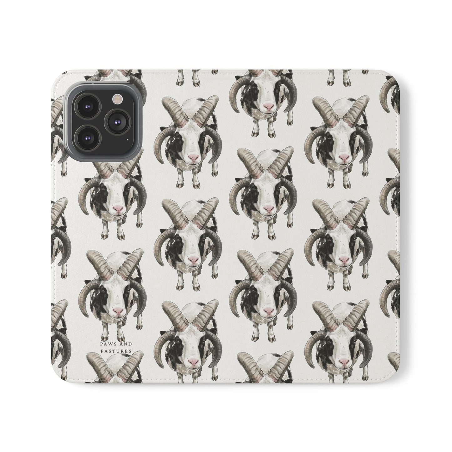 Jacob Sheep Pattern Flip Phone Case — Cute Farm Animal Wallet Cover