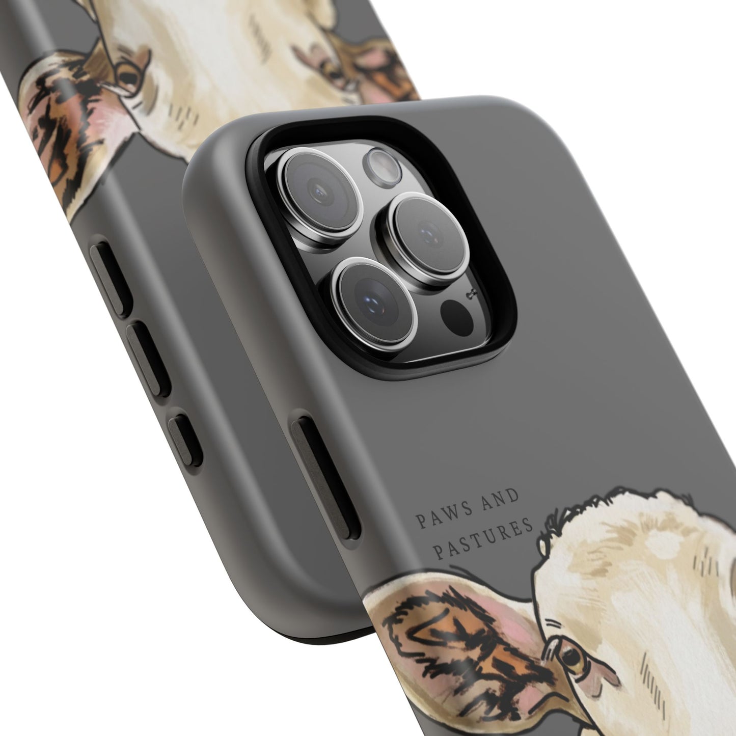 Grey Silly Sheep Phone Case — Cute Tongue-Out Lamb on Pink Protective Tough Case