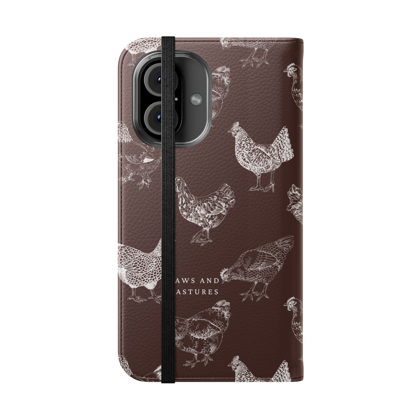 Chicken Pattern Flip Phone Case – Rustic Farmhouse Wallet Cover