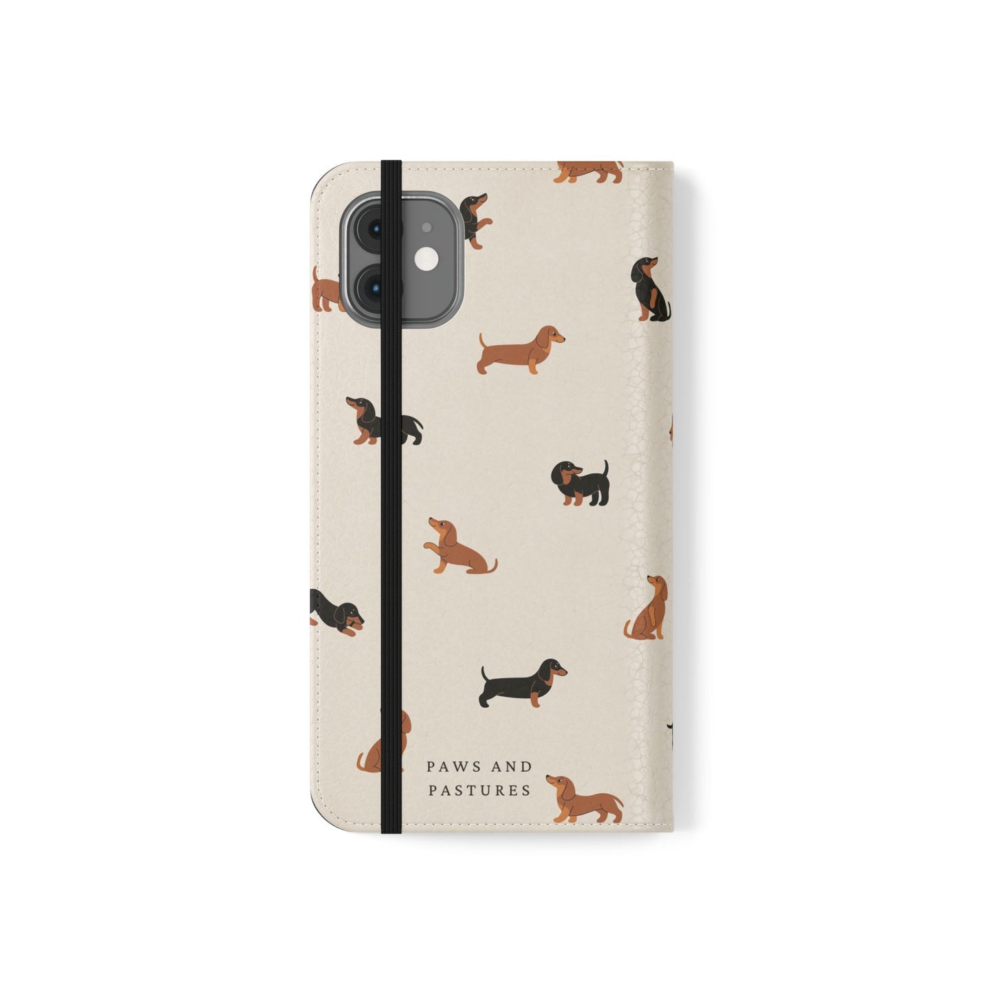 Dachshund Pattern Flip Phone Case — Wallet Folio with Card Slots