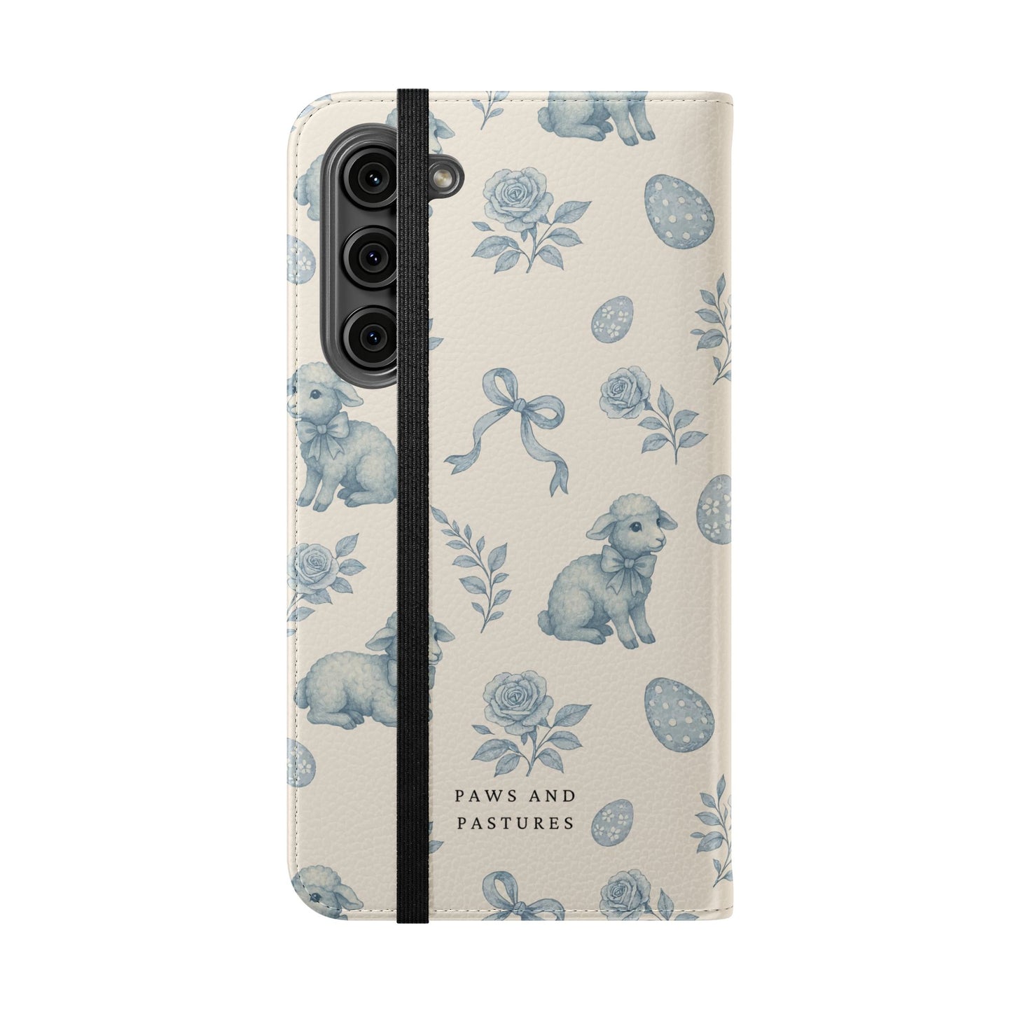 Flip Case — Pastel Blue Easter Lamb Pattern Phone Wallet