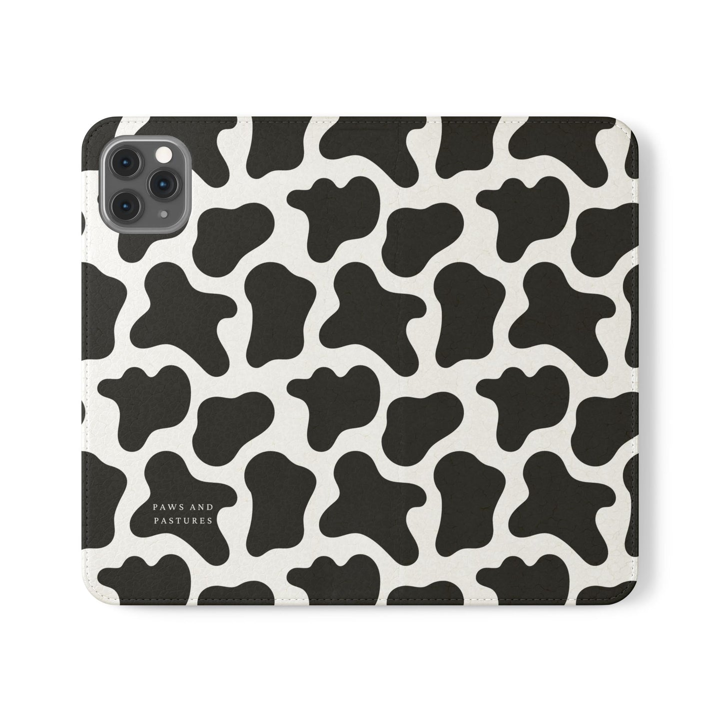 Cow Print Flip Phone Case — Black & White Wallet Flip Case