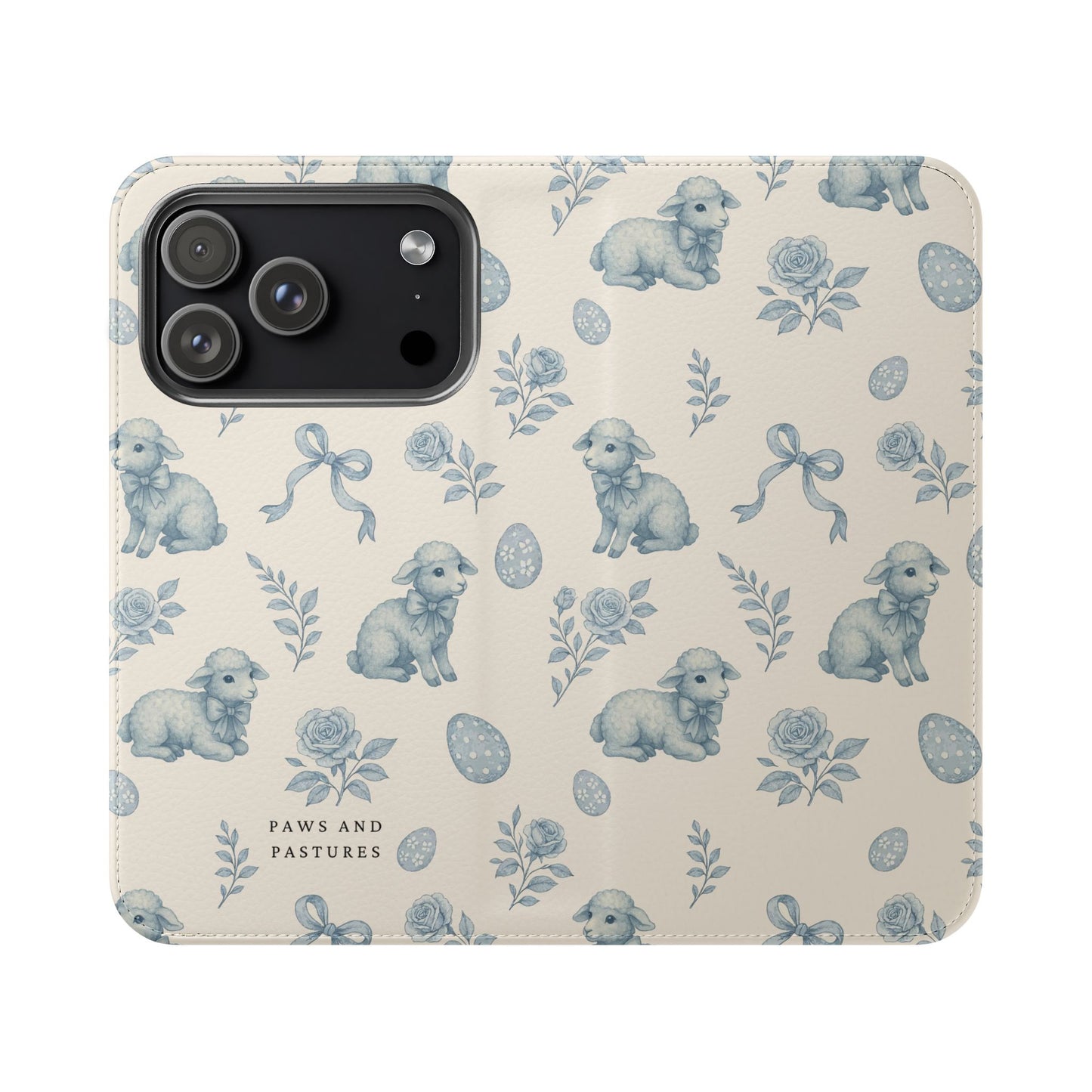 Flip Case — Pastel Blue Easter Lamb Pattern Phone Wallet