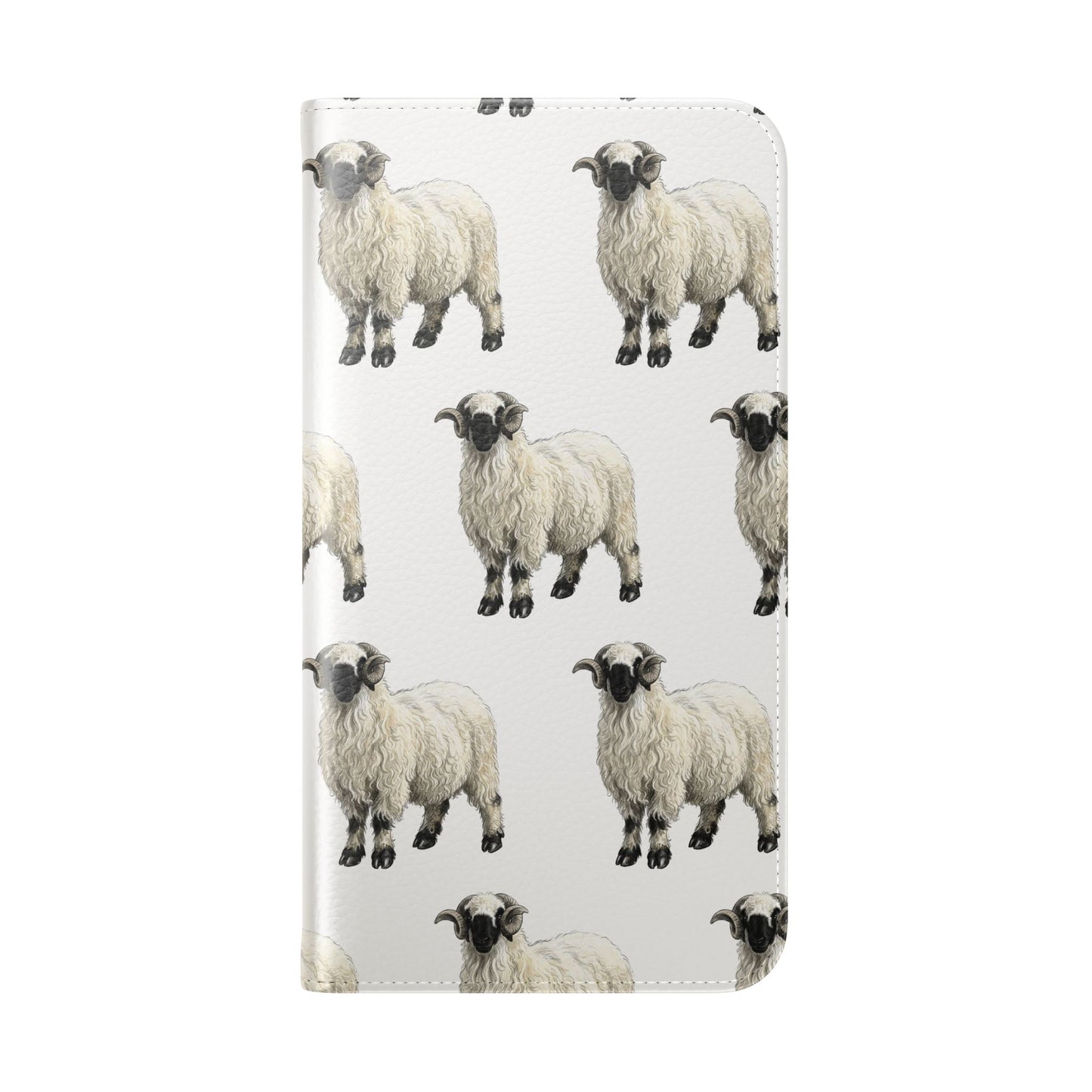 Valais Blacknose Sheep Pattern Flip Phone Case – Cute Farm Animal Wallet Cover