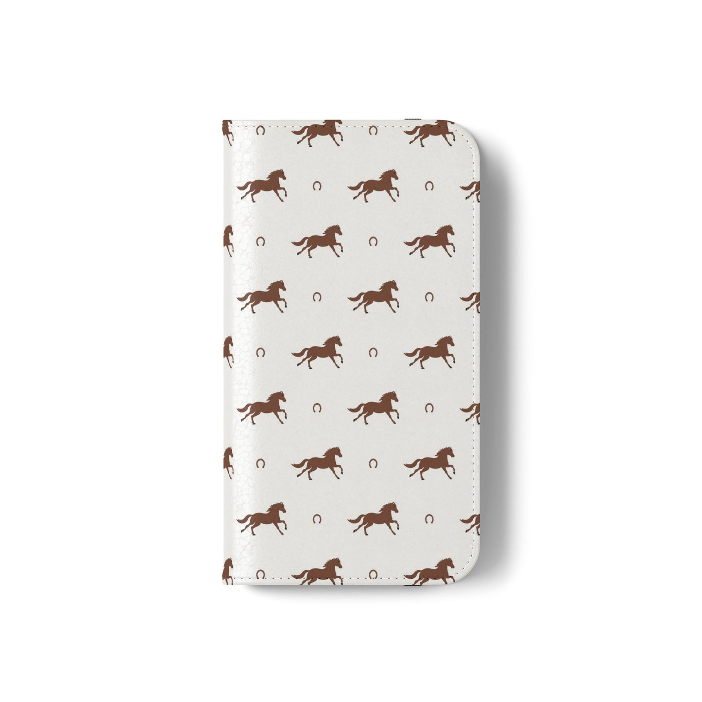 Horse Pattern Flip Case — Leather Wallet Phone Cover with Galloping Horses