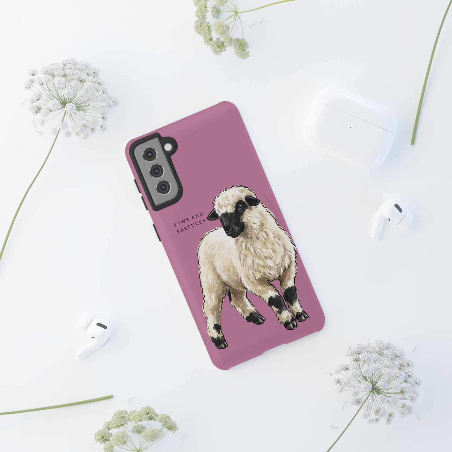 Pink Valais Blacknose Sheep Phone Case – 'Paws and Pastures' Cute Lamb Protective iPhone Cover