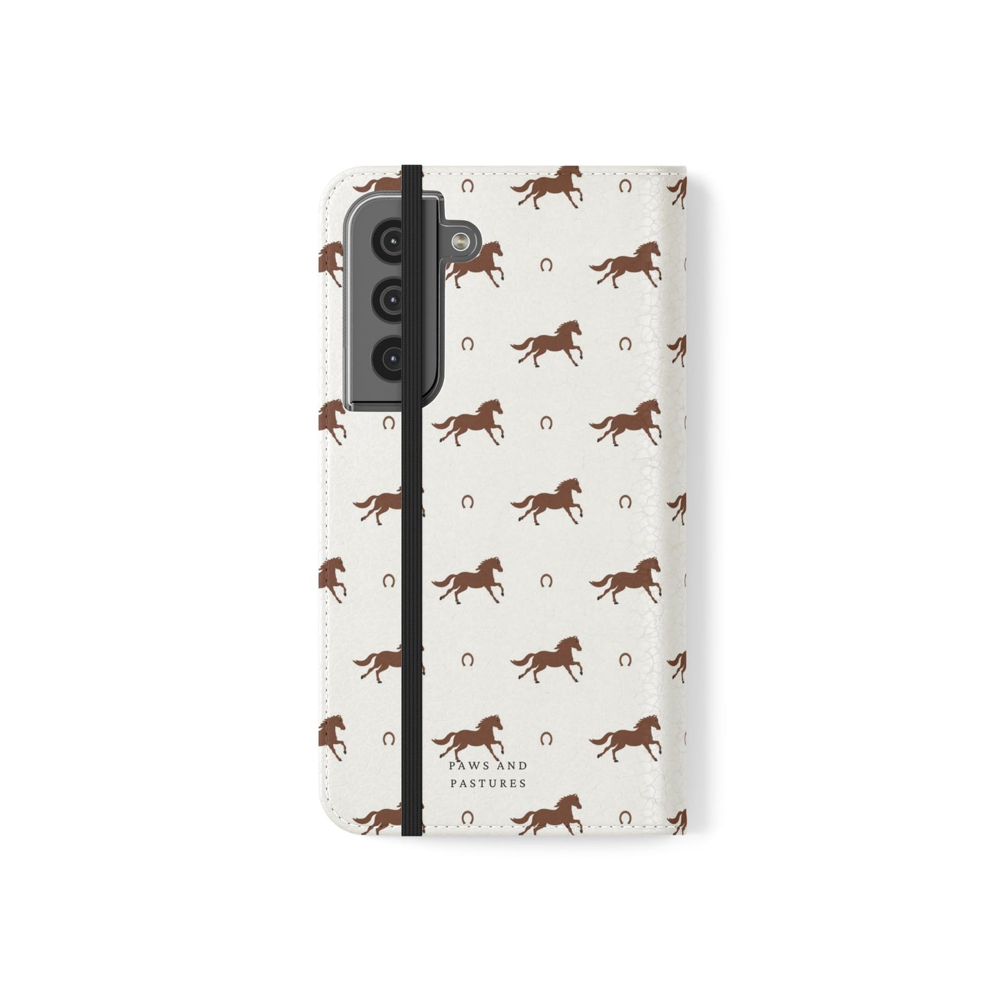 Horse Pattern Flip Case — Leather Wallet Phone Cover with Galloping Horses