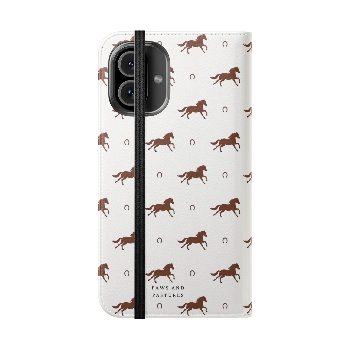 Horse Pattern Flip Case — Leather Wallet Phone Cover with Galloping Horses