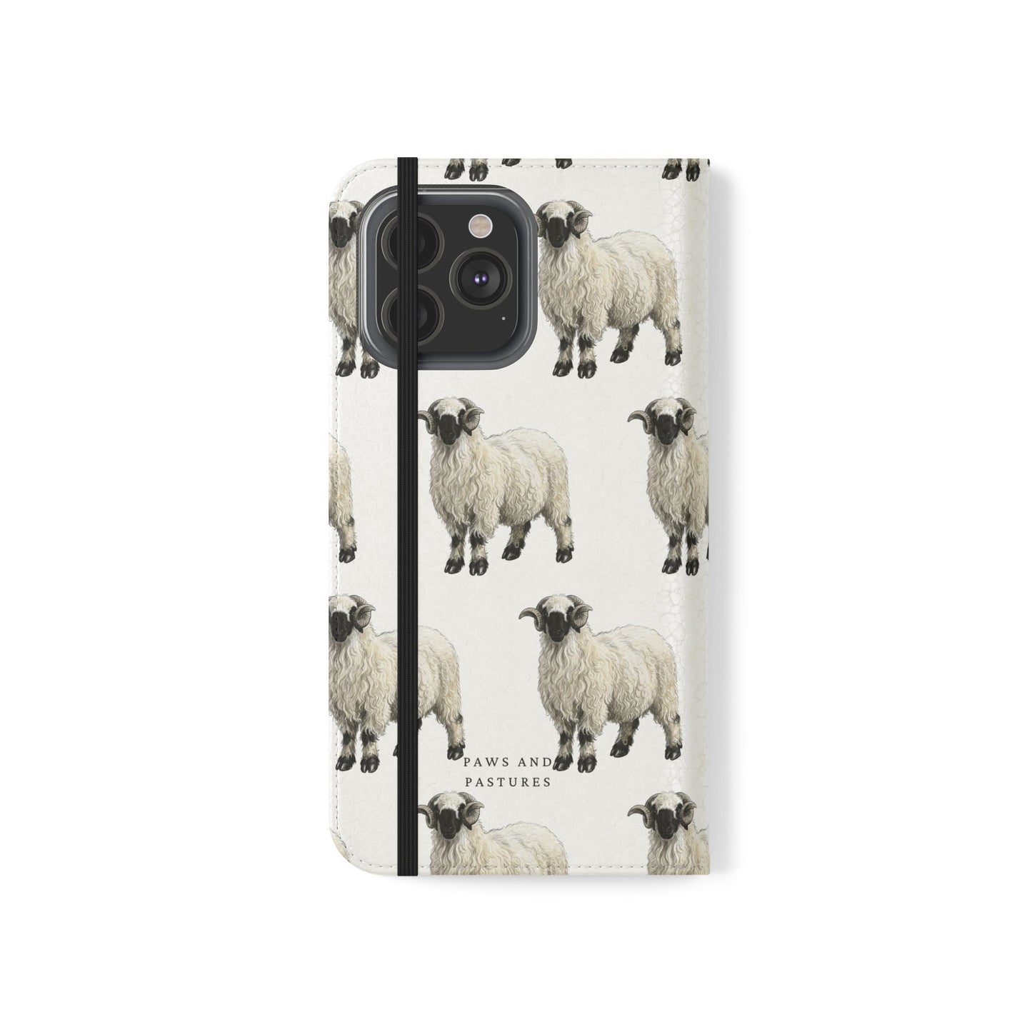 Valais Blacknose Sheep Pattern Flip Phone Case – Cute Farm Animal Wallet Cover