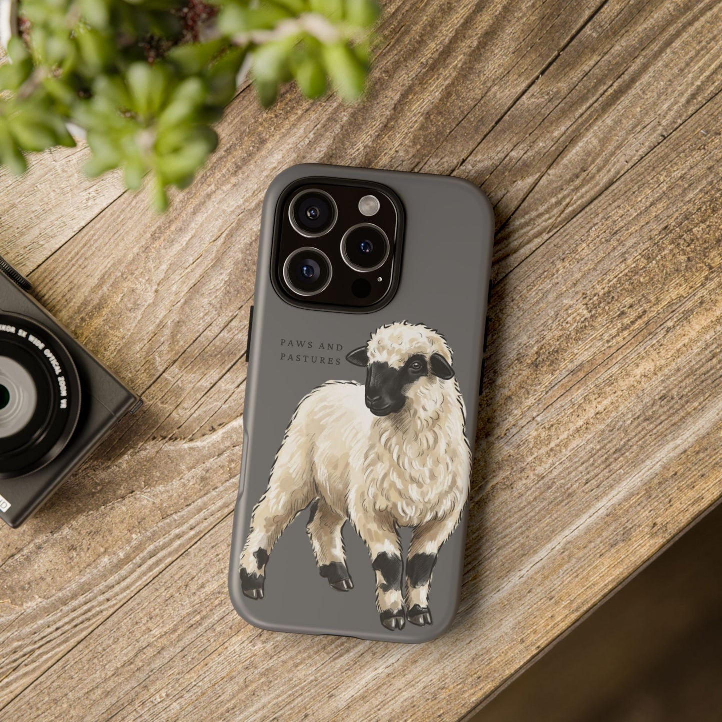 Grey Valais Blacknose Sheep Phone Case – 'Paws and Pastures' Cute Lamb Protective iPhone Cover