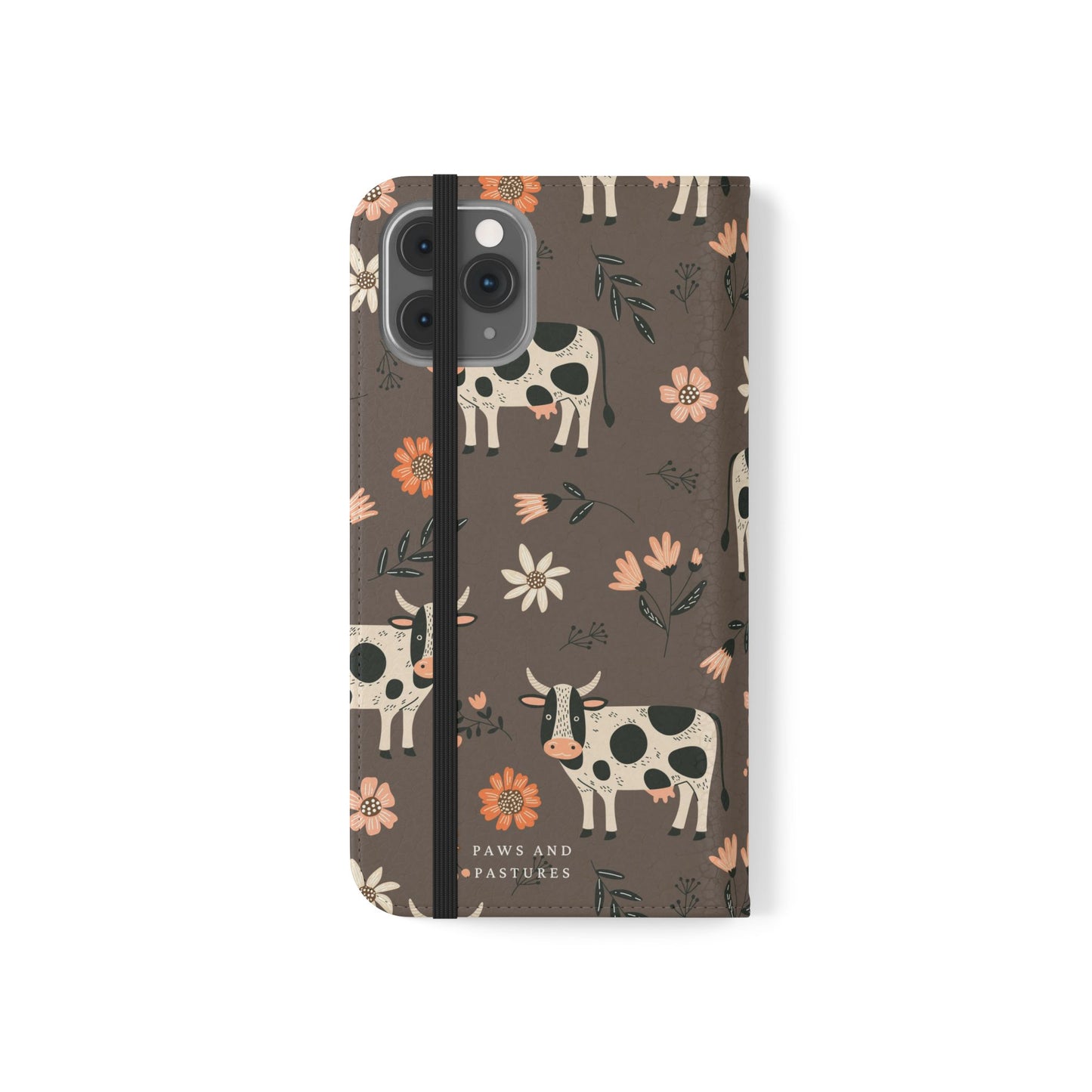 Cow Floral Flip Phone Case – Folklore Farm Pattern Wallet Case