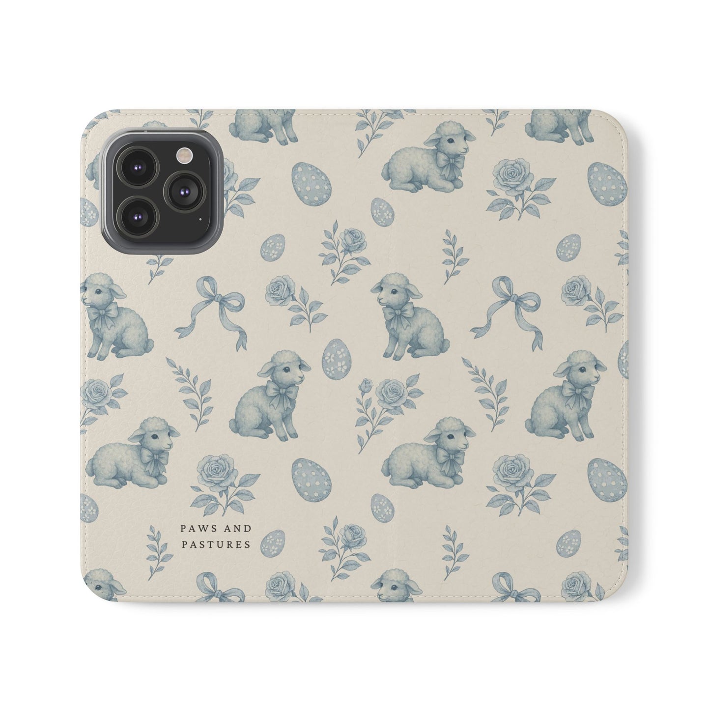 Flip Case — Pastel Blue Easter Lamb Pattern Phone Wallet
