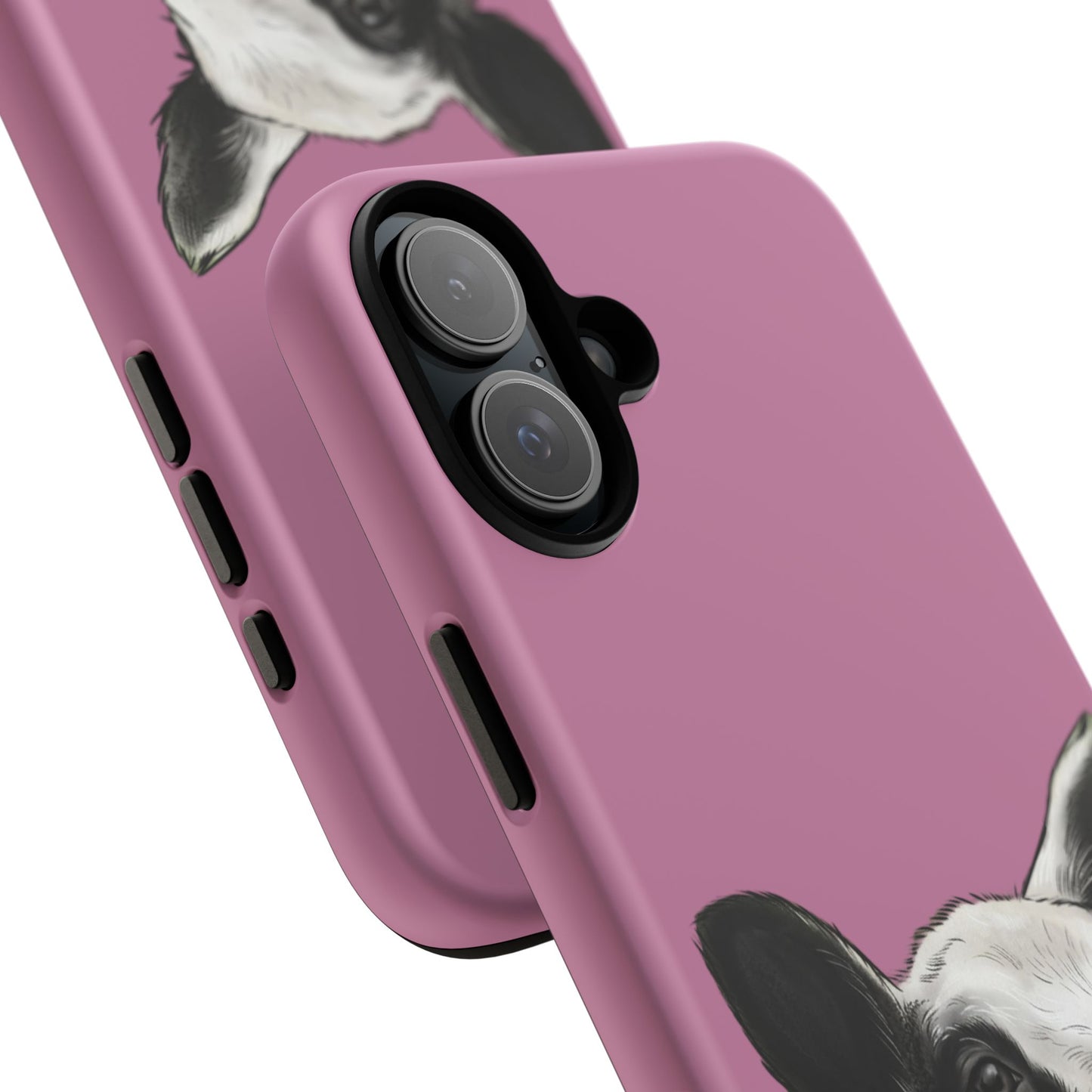 Pink Dutch Spotted Sheep Portrait Phone Case - Black & White Lamb Illustration Protective Cover