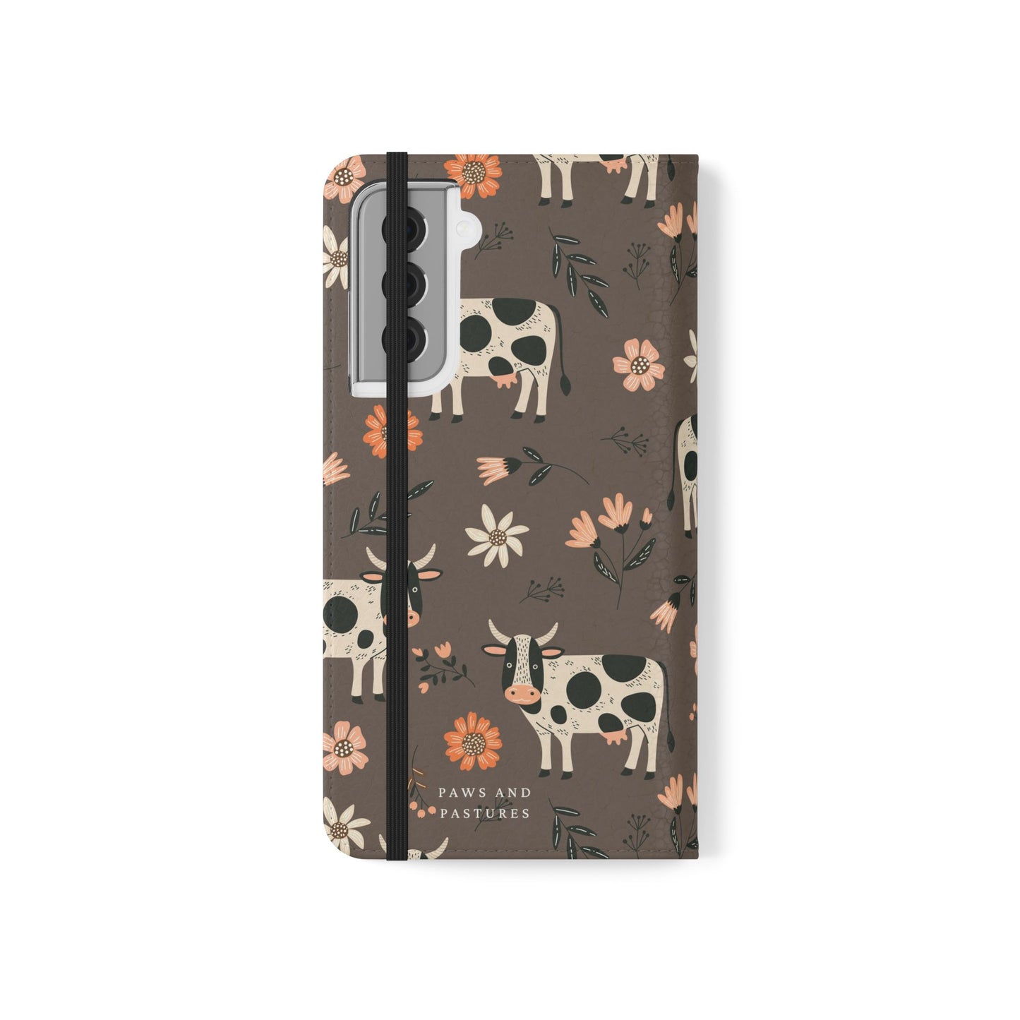Cow Floral Flip Phone Case – Folklore Farm Pattern Wallet Case