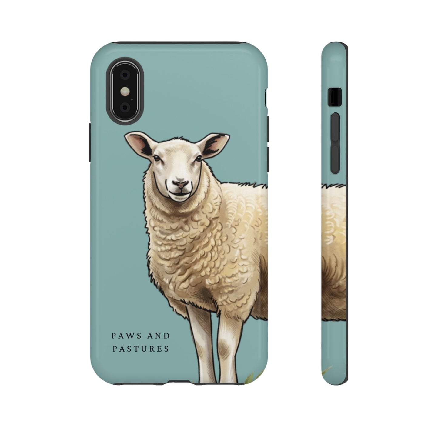 Teal Sheep Illustration Tough Phone Case