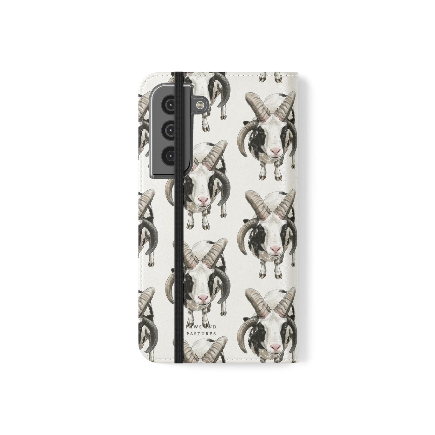 Jacob Sheep Pattern Flip Phone Case — Cute Farm Animal Wallet Cover