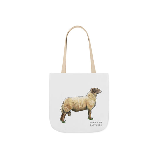 Radnor Sheep Illustration Canvas Tote — Rustic Farm Animal Market Bag